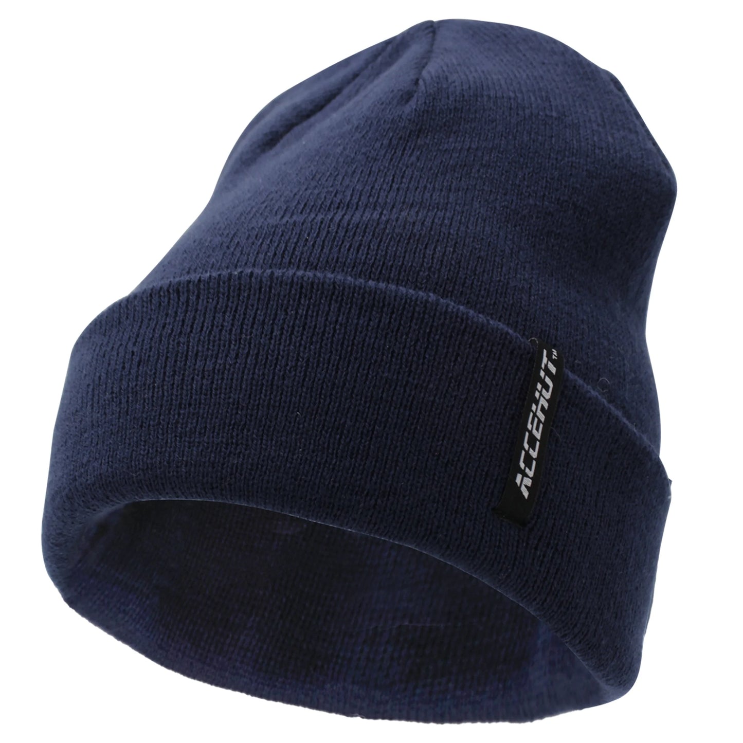 Unisex Acrylic Knit Beanie - Cozy Winter Ski Cap in Solid Colors for Men & Women - Stretchy Cuffed Skull Hat for Warmth and Style Navy