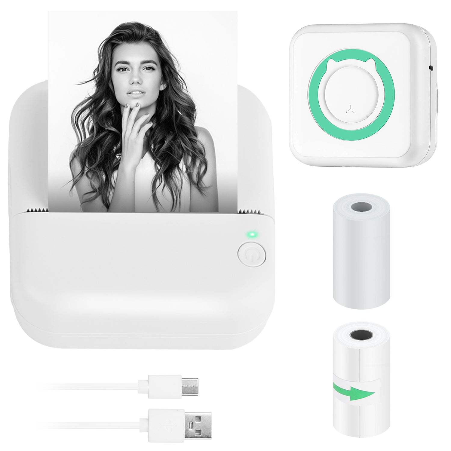 Mini Printer - Printer Paper 'Options' -- Pocket Wireless Thermal Printer Portable Mini Sticker Maker Machine Rechargeable Inkless Photo Printer for Printing Label Journal Study Notes Memo Photos