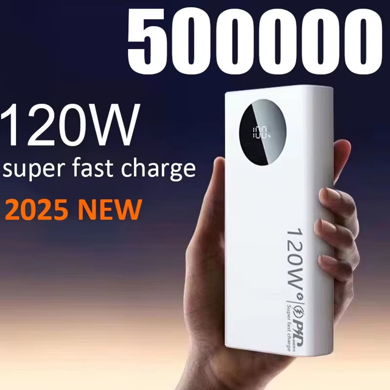 120W 50000Mah High Capacity Power Bank Fast Charging Powerbank Portable Battery Charger for Iphone Samsung Huawei 2024