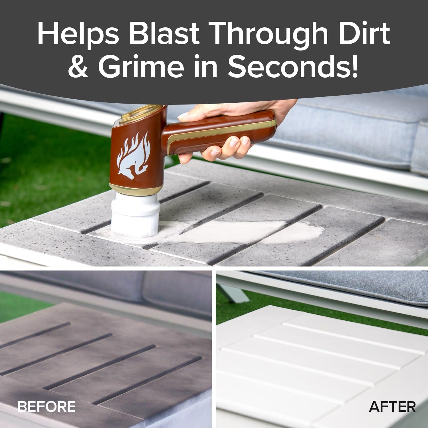 Horsepower Scrubber Gold Edition, Longer Battery Life, Electric Power, Rechargeable, Spins 350 RPM, Waterproof, 5 Brush Heads, as SEEN on TV, Cleans Dirt & Grime: Bathrooms, Kitchen, Indoors/Outdoors