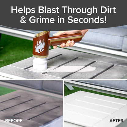 Horsepower Scrubber Gold Edition, Longer Battery Life, Electric Power, Rechargeable, Spins 350 RPM, Waterproof, 5 Brush Heads, as SEEN on TV, Cleans Dirt & Grime: Bathrooms, Kitchen, Indoors/Outdoors