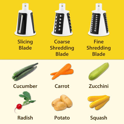 Rotary Vegetable Grater, Food Shredder Vegetable Grater for Kitchen, Dishwasher Safe Kitchen Grater and Vegetable Slicer for Cucumber, Zucchini, Carrot, Potato, Etc