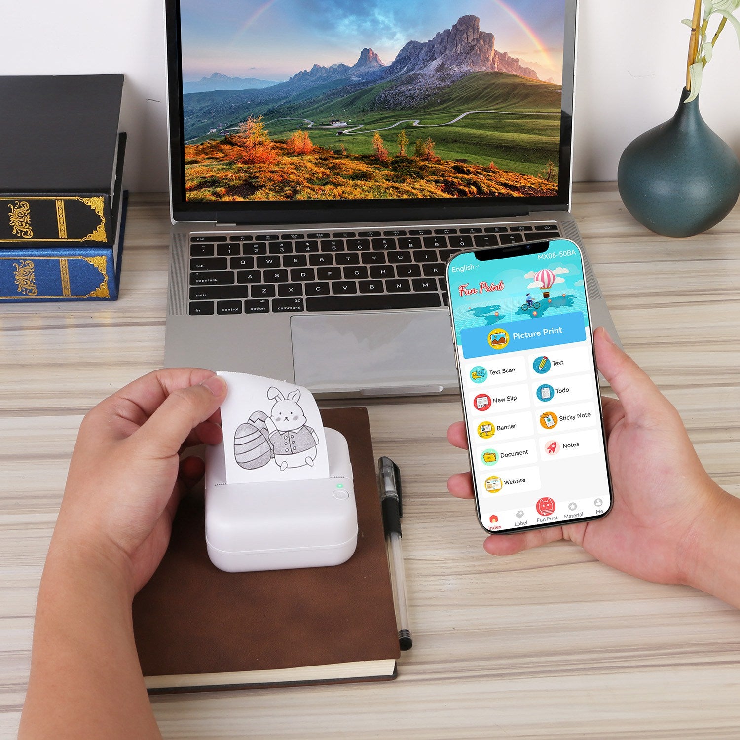 Mini Printer - Printer Paper 'Options' -- Pocket Wireless Thermal Printer Portable Mini Sticker Maker Machine Rechargeable Inkless Photo Printer for Printing Label Journal Study Notes Memo Photos