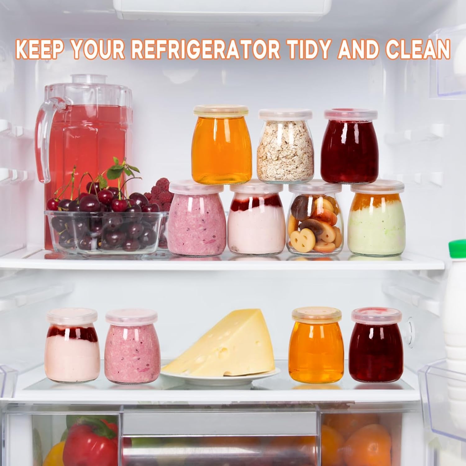 6.7Oz Small Glass Jars 20Pack, Clear Glass Pudding Jars with PE Lids and Tags, Spice Jars/Glass Jelly Jars/Yogurt Jars/Candle Containers/Small Jars with Lids (Set of 20)