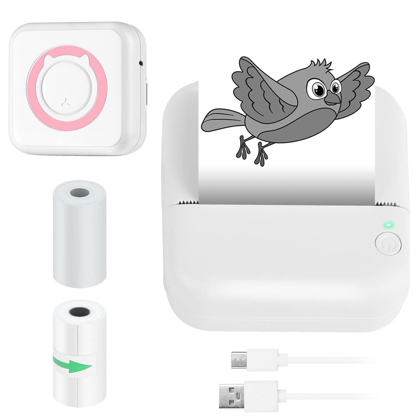 Mini Printer - Printer Paper 'Options' -- Pocket Wireless Thermal Printer Portable Mini Sticker Maker Machine Rechargeable Inkless Photo Printer for Printing Label Journal Study Notes Memo Photos