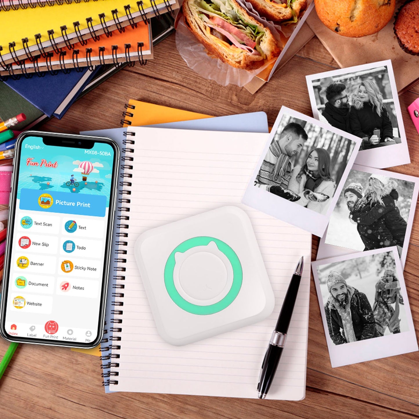 Mini Printer - Printer Paper 'Options' -- Pocket Wireless Thermal Printer Portable Mini Sticker Maker Machine Rechargeable Inkless Photo Printer for Printing Label Journal Study Notes Memo Photos