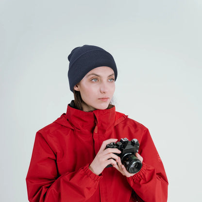 Unisex Acrylic Knit Beanie - Cozy Winter Ski Cap in Solid Colors for Men & Women - Stretchy Cuffed Skull Hat for Warmth and Style Navy