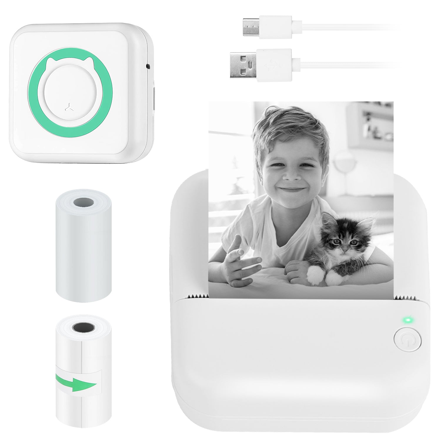 Mini Printer - Printer Paper 'Options' -- Pocket Wireless Thermal Printer Portable Mini Sticker Maker Machine Rechargeable Inkless Photo Printer for Printing Label Journal Study Notes Memo Photos