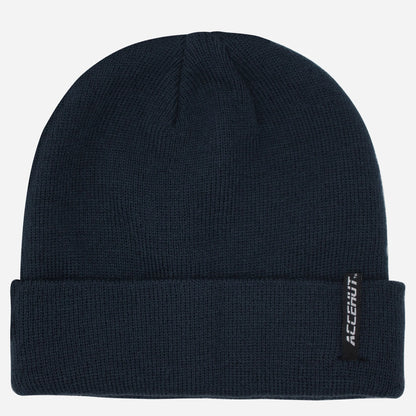 Unisex Acrylic Knit Beanie - Cozy Winter Ski Cap in Solid Colors for Men & Women - Stretchy Cuffed Skull Hat for Warmth and Style Navy