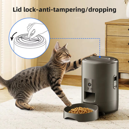 2 L Automatic Pet Feeder with Photography Cat and Dog Food Dispenser Smart Timer No Night Vision Pet Feeding Supplies