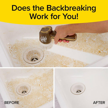 Horsepower Scrubber Gold Edition, Longer Battery Life, Electric Power, Rechargeable, Spins 350 RPM, Waterproof, 5 Brush Heads, as SEEN on TV, Cleans Dirt & Grime: Bathrooms, Kitchen, Indoors/Outdoors