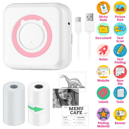 Mini Printer - Printer Paper 'Options' -- Pocket Wireless Thermal Printer Portable Mini Sticker Maker Machine Rechargeable Inkless Photo Printer for Printing Label Journal Study Notes Memo Photos