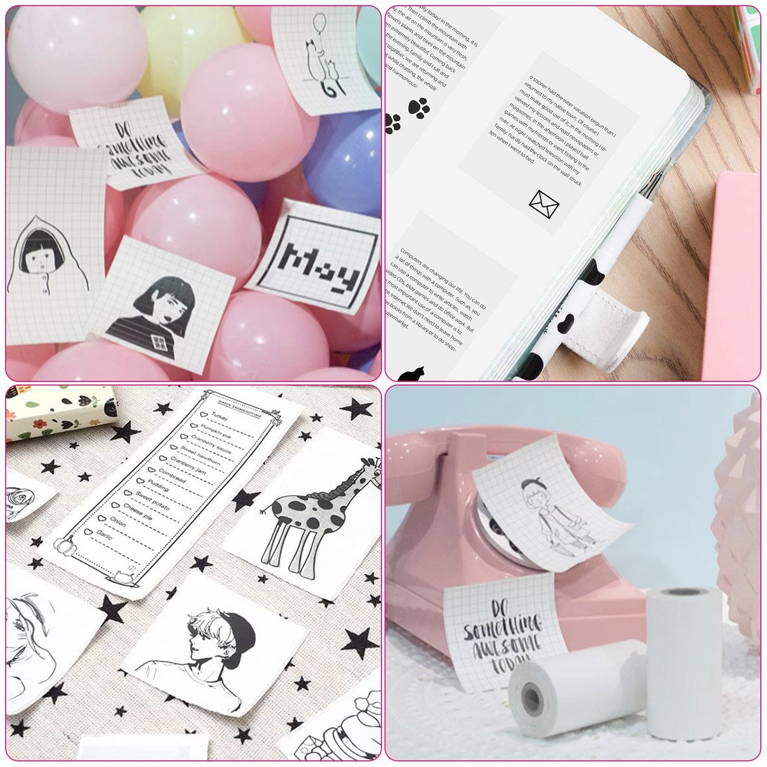 Mini Printer - Printer Paper 'Options' -- Pocket Wireless Thermal Printer Portable Mini Sticker Maker Machine Rechargeable Inkless Photo Printer for Printing Label Journal Study Notes Memo Photos